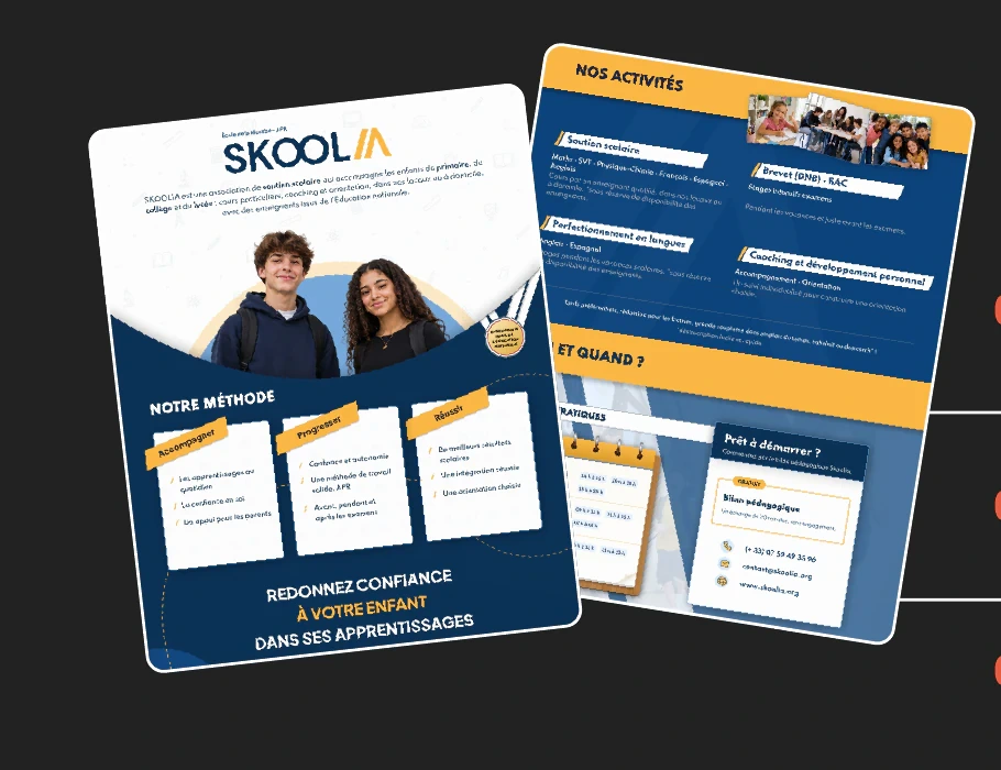 Les deux pages de la brochure Skoolia