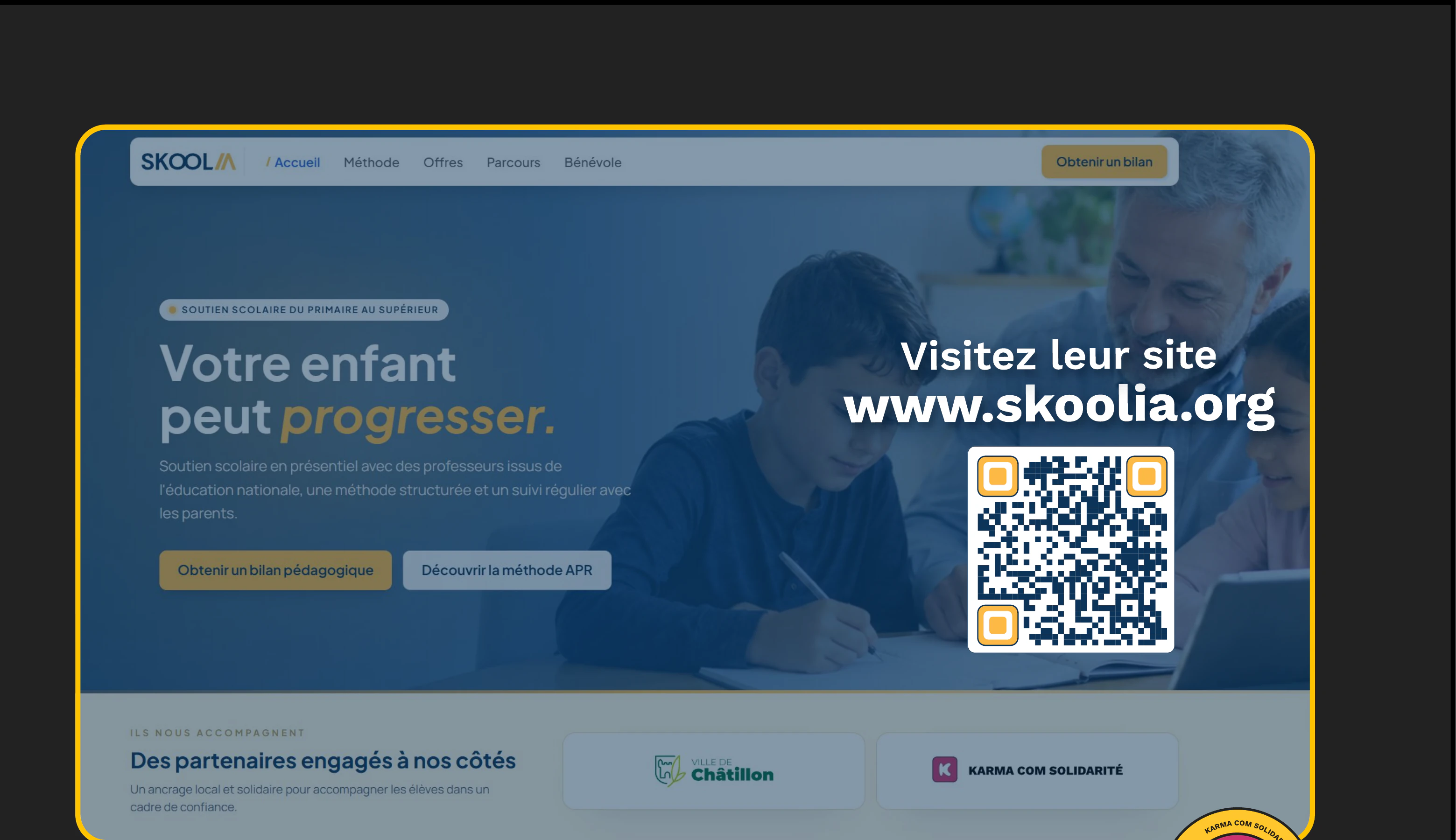 Le site de l’association Skoolia réalisé avec KCS